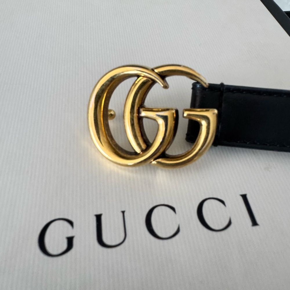 Thin Black Gucci Marmont Belt